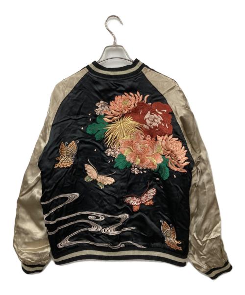 百花繚乱（ヒャッカリョウラン）百花繚乱 (ヒャッカリョウラン) スカジャン ブラック×ブラック サイズ:XLの古着・服飾アイテム