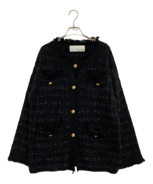 Whim Gazette（ウィムガゼット）Whim Gazette (ウィムガゼット) ツイードニットジャケット ブラック サイズ:Fの古着・服飾アイテム