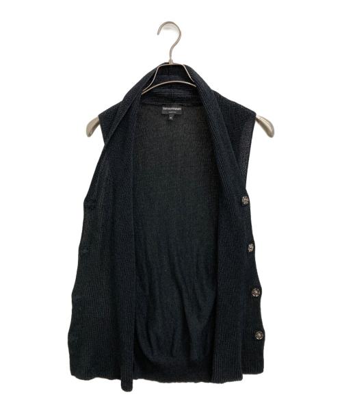 EMPORIO ARMANI（エンポリオアルマーニ）EMPORIO ARMANI (エンポリオアルマーニ) ニットベスト ブラック サイズ:48の古着・服飾アイテム