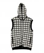 EMPORIO ARMANIエンポリオアルマーニ）の古着「ノースリーブジップパーカー」｜ホワイト×ブラック