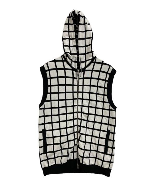 EMPORIO ARMANI（エンポリオアルマーニ）EMPORIO ARMANI (エンポリオアルマーニ) ノースリーブジップパーカー ホワイト×ブラック サイズ:48の古着・服飾アイテム