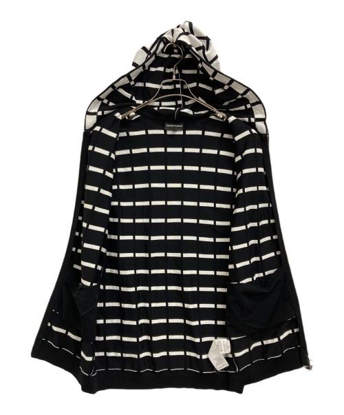 EMPORIO ARMANI（エンポリオアルマーニ）EMPORIO ARMANI (エンポリオアルマーニ) ノースリーブジップパーカー ホワイト×ブラック サイズ:48の古着・服飾アイテム