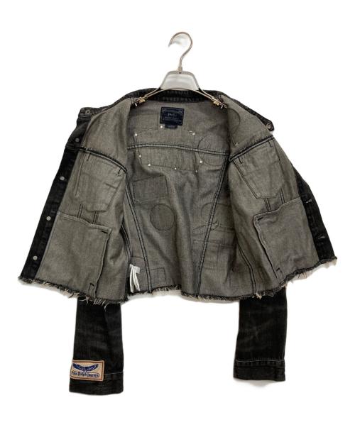 POLO RALPH LAUREN（ポロ・ラルフローレン）POLO RALPH LAUREN (ポロ・ラルフローレン) ワッペンmotoカットオフデニムジャケット ブラック サイズ:Mの古着・服飾アイテム