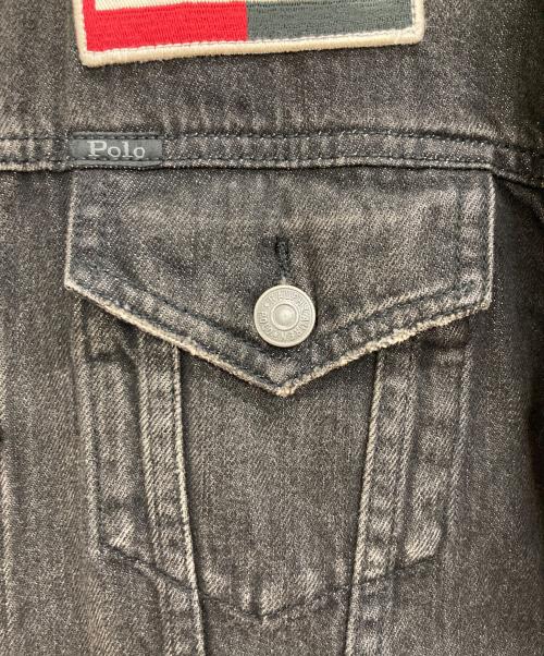 POLO RALPH LAUREN（ポロ・ラルフローレン）POLO RALPH LAUREN (ポロ・ラルフローレン) ワッペンmotoカットオフデニムジャケット ブラック サイズ:Mの古着・服飾アイテム