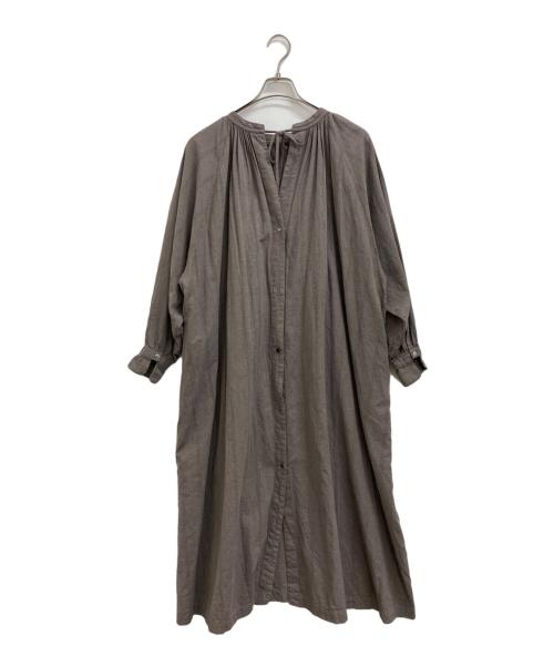 RNA Inc（アールエヌエー）RNA Inc (アールエヌエー) コットンリネンジャガードストライプワンピース グレー サイズ:Mの古着・服飾アイテム