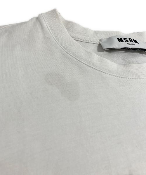 MSGM（エムエスジーエム）MSGM (エムエスジーエム) シグニチャーミラノロゴペインティングレディーススリムラウンドネックTシャツ ホワイト サイズ:Mの古着・服飾アイテム
