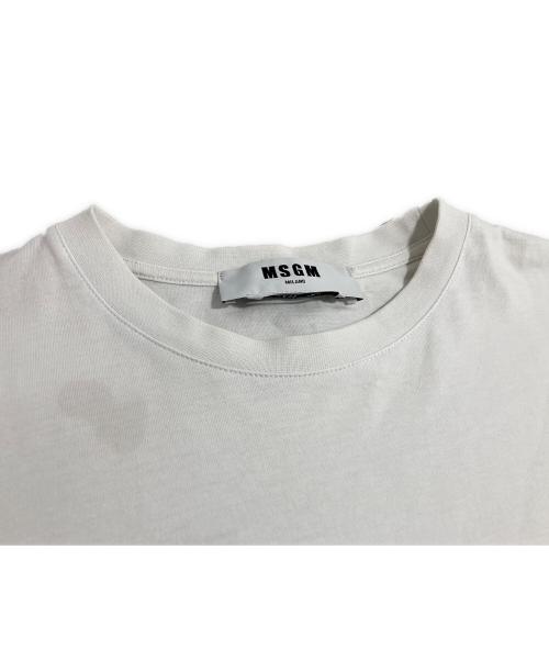MSGM（エムエスジーエム）MSGM (エムエスジーエム) シグニチャーミラノロゴペインティングレディーススリムラウンドネックTシャツ ホワイト サイズ:Mの古着・服飾アイテム