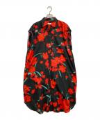 DRIES VAN NOTENドリスヴァンノッテン）の古着「フラワープリント フレンチスリーブワンピース」｜ブラック