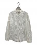 GUCCIグッチ）の古着「シェリーラインノーカラーシャツ」｜ホワイト