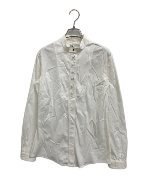 GUCCI（グッチ）GUCCI (グッチ) シェリーラインノーカラーシャツ ホワイト サイズ:44の古着・服飾アイテム