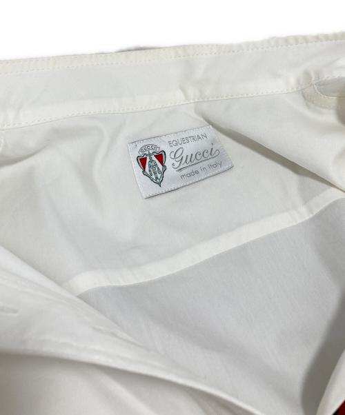 GUCCI（グッチ）GUCCI (グッチ) シェリーラインノーカラーシャツ ホワイト サイズ:44の古着・服飾アイテム