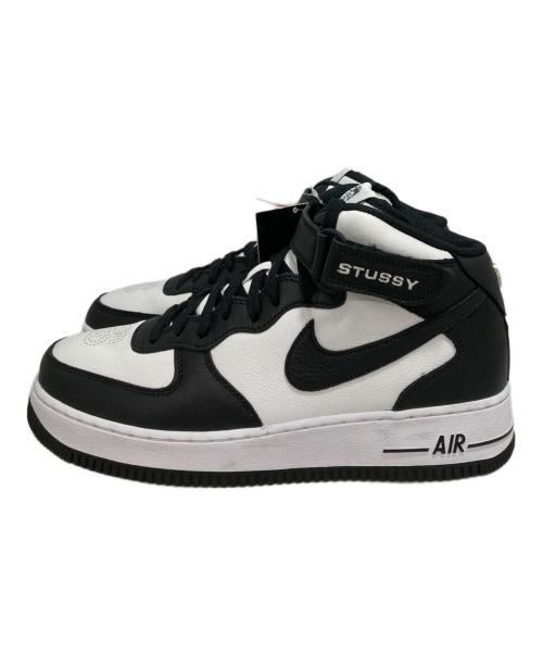 NIKE（ナイキ）NIKE (ナイキ) stussy (ステューシー) Air Force 1 Mid Black and Light Bone ホワイト×ブラック サイズ:28.5 未使用品の古着・服飾アイテム