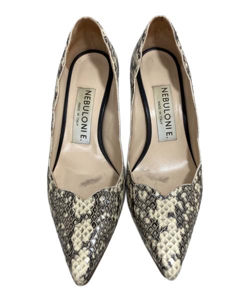 NEBULONIE（ネブローニ）NEBULONIE (ネブローニ) ヒールパンプス アイボリー×グレー サイズ:36の古着・服飾アイテム
