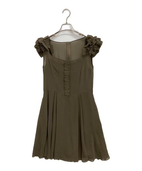 FOXEY NEWYORK（フォクシーニューヨーク）FOXEY NEWYORK (フォクシーニューヨーク) ノースリーブワンピース ブラウン サイズ:40の古着・服飾アイテム