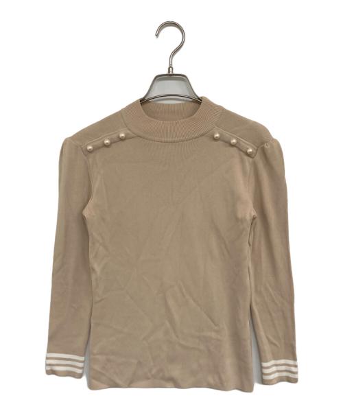 BORDERS at BALCONY（ボーダーズアットバルコニー）BORDERS AT BALCONY (ボーダーズアットバルコニー) PEARL TOP ベージュ サイズ:36の古着・服飾アイテム