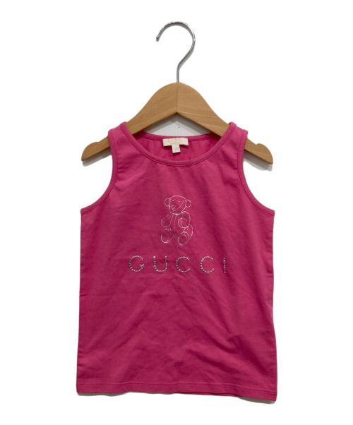 GUCCI（グッチ）GUCCI (グッチ) 装飾ノースリーブカットソー ピンク サイズ:4(110cm相当)の古着・服飾アイテム