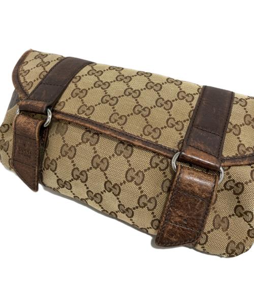 GUCCI（グッチ）GUCCI (グッチ) GGキャンバスウエストバッグ ブラウンの古着・服飾アイテム