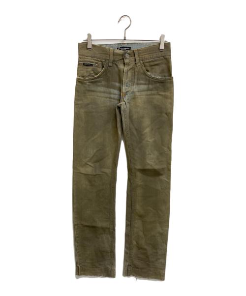 DOLCE & GABBANA（ドルチェ＆ガッバーナ）DOLCE & GABBANA (ドルチェ＆ガッバーナ) 後染めデニムパンツ カーキ サイズ:44の古着・服飾アイテム
