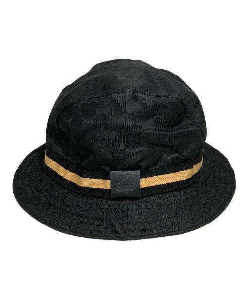 GUCCI（グッチ）GUCCI (グッチ) GGキャンバスシェリーラインハット ブラック サイズ:Lの古着・服飾アイテム