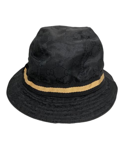 GUCCI（グッチ）GUCCI (グッチ) GGキャンバスシェリーラインハット ブラック サイズ:Lの古着・服飾アイテム