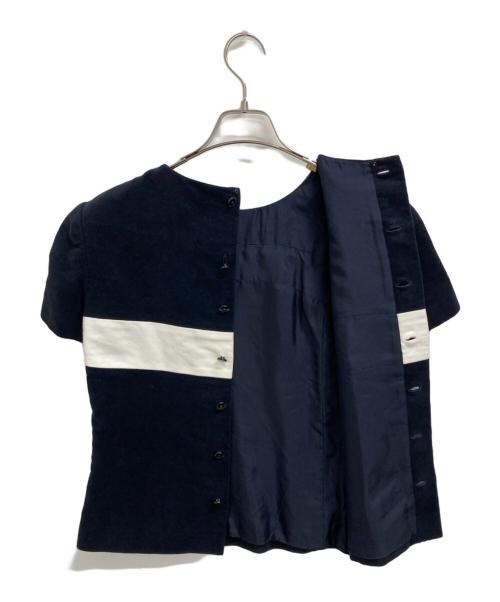 CHANEL（シャネル）CHANEL (シャネル) ベロアブラウス ネイビー サイズ:38の古着・服飾アイテム