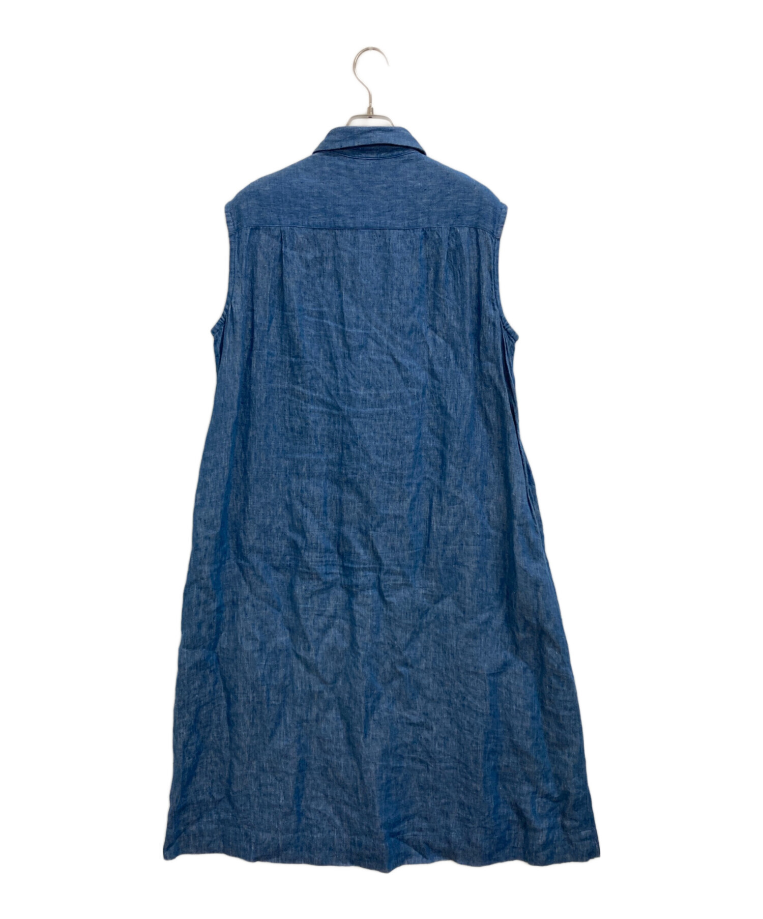 45R モンプチデニムのパフスリーブドレス 藍染 インディゴ ワンピース
