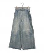 DRAWERドゥロワー）の古着「ハイウエスト ワイドパンツ」｜インディゴ