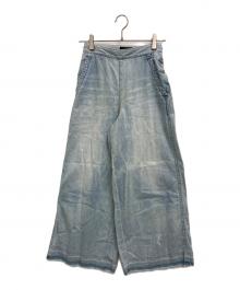 DRAWER（ドゥロワー）の古着「ハイウエスト ワイドパンツ」｜インディゴ