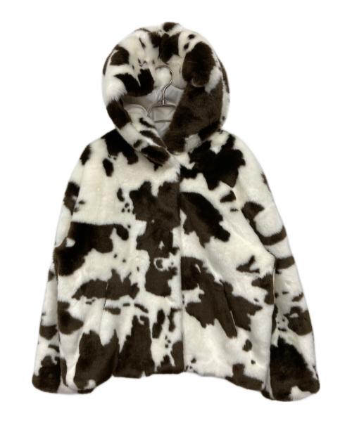 Jakke（ジャッキー）jakke (ジャッキー) ボアジャケット ホワイト×ブラウン サイズ:38の古着・服飾アイテム