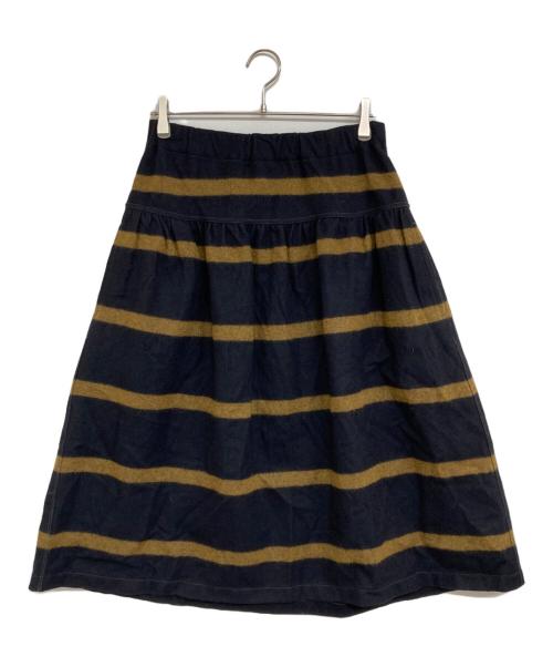 45R（フォーティファイブ・アール）45R (フォーティファイブ・アール) ジャージフラノのギャザースカート（ボーダー） ネイビー サイズ:表記なしの古着・服飾アイテム