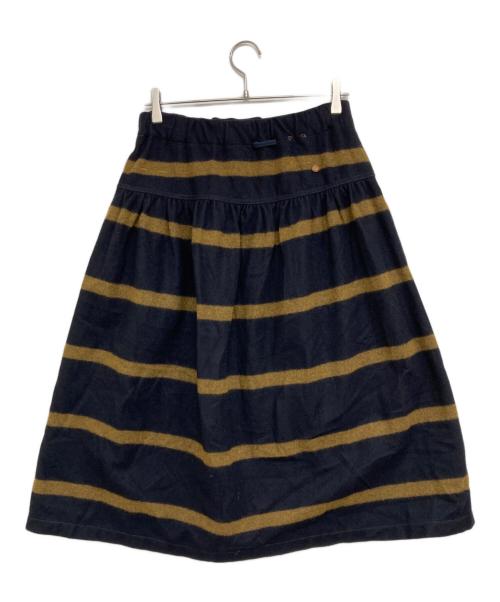 45R（フォーティファイブ・アール）45R (フォーティファイブ・アール) ジャージフラノのギャザースカート（ボーダー） ネイビー サイズ:表記なしの古着・服飾アイテム