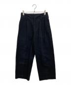 MARGARET HOWELLマーガレットハウエル）の古着「WASHED COTTON TWILL トラウザーパンツ」｜ネイビー