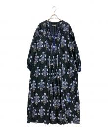 ne quittez pas（ヌキテパ）の古着「Cotton Jacquard Marigold Print Shirring Dress」｜ブラック