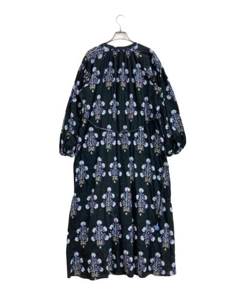 ne quittez pas（ヌキテパ）ne quittez pas (ヌキテパ) Cotton Jacquard Marigold Print Shirring Dress ブラック サイズ:Mの古着・服飾アイテム