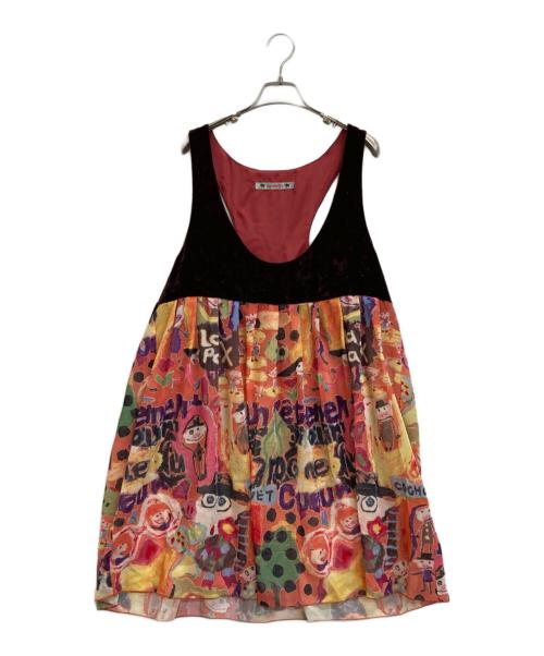 OLLEBOREBLA（アルベロベロ）OLLEBOREBLA (アルベロベロ) 総柄キャミソールワンピース レッド サイズ:表記サイズ無しの古着・服飾アイテム