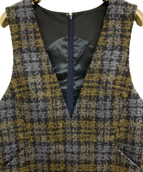 ANAYI（アナイ）ANAYI (アナイ) チェックノースリーブワンピース ネイビー サイズ:36の古着・服飾アイテム