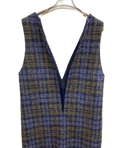 ANAYI（アナイ）ANAYI (アナイ) チェックノースリーブワンピース ネイビー サイズ:36の古着・服飾アイテム