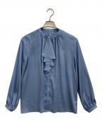 ANAYIアナイ）の古着「サテンステッチフリル ブラウス」｜スカイブルー