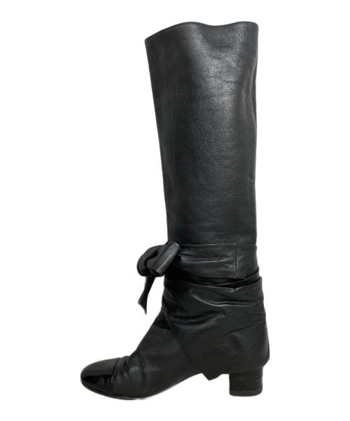 CHANEL（シャネル）CHANEL (シャネル) リボンココマークロングブーツ ブラック サイズ:38の古着・服飾アイテム