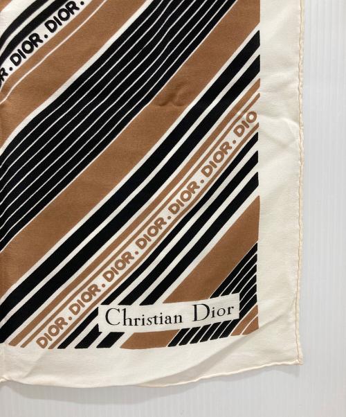 Christian Dior（クリスチャン ディオール）Christian Dior (クリスチャン ディオール) ストライプ スカーフ ブラウンの古着・服飾アイテム