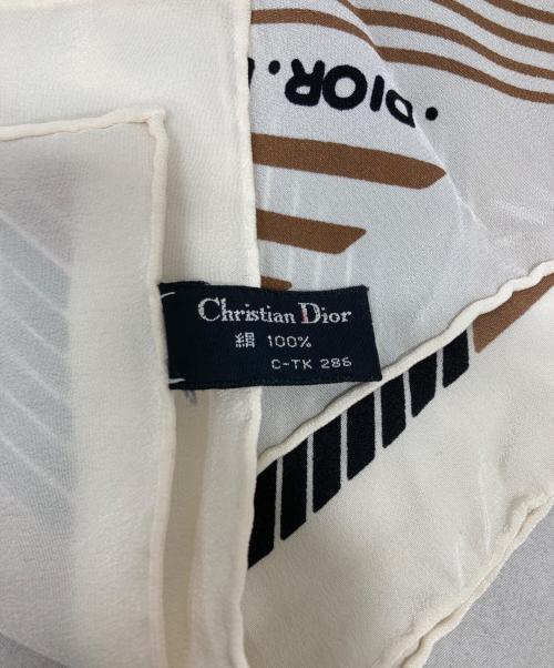 Christian Dior（クリスチャン ディオール）Christian Dior (クリスチャン ディオール) ストライプ スカーフ ブラウンの古着・服飾アイテム