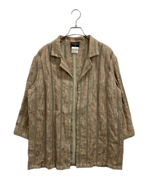 CHANEL（シャネル）CHANEL (シャネル) リネン混ジャケット ブラウン サイズ:44の古着・服飾アイテム