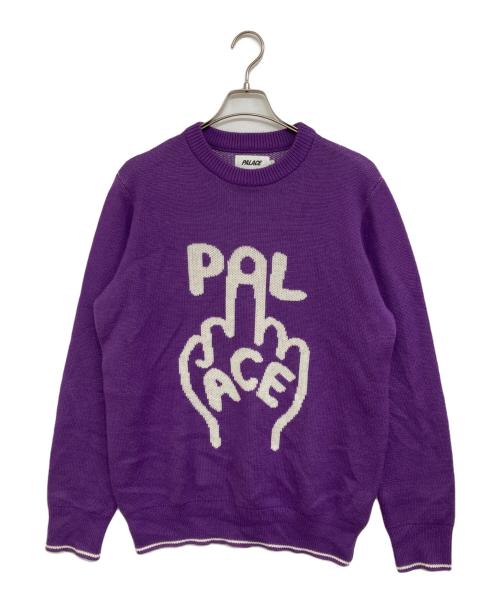 PALACE（パレス）PALACE (パレス) FINGER UP KNIT パープル サイズ:Lの古着・服飾アイテム