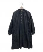 HAVERSACKハバーサック）の古着「フレンチワークリネンシャツワンピース/ハバーサック」｜ブラック