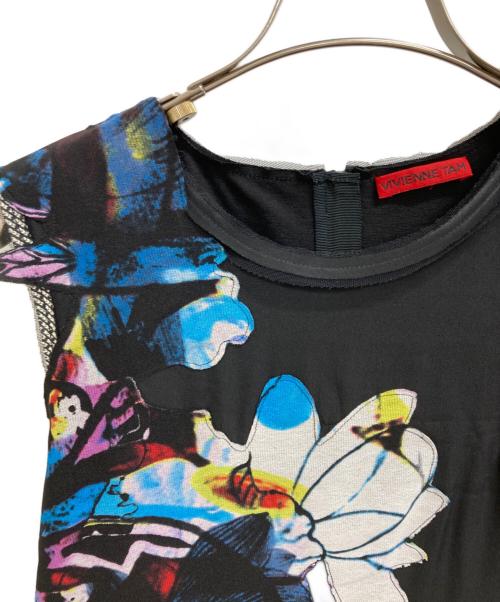 VIVIENNE TAM（ヴィヴィアンタム）VIVIENNE TAM (ヴィヴィアンタム) シルクノースリーブワンピース ブラックの古着・服飾アイテム