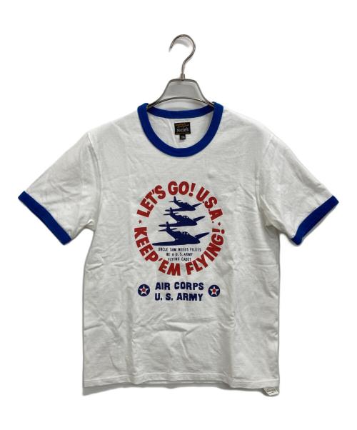 THE REAL McCOY'S（ザ・リアルマッコイズ）THE REAL McCOY'S (ザ・リアルマッコイズ) リンガーTシャツ ホワイト サイズ:36の古着・服飾アイテム