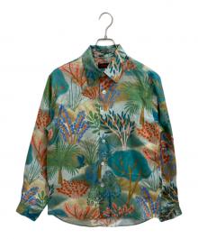 CABAN（キャバン）の古着「シルクツイル LA GRAND FORESTプリントレギュラーカラーシャツ」｜グリーン