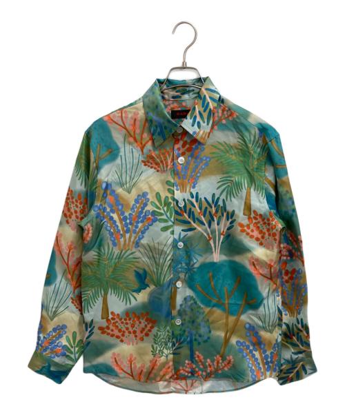 CABAN（キャバン）CABAN (キャバン) シルクツイル LA GRAND FORESTプリントレギュラーカラーシャツ グリーン サイズ:Mの古着・服飾アイテム