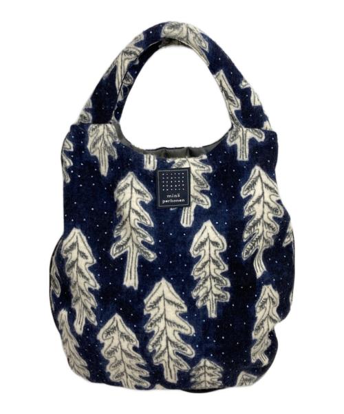 mina perhonen（ミナ ペルホネン）mina perhonen (ミナ ペルホネン) ウールハンドバッグ ネイビーの古着・服飾アイテム