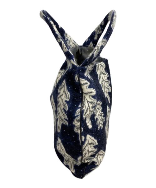 mina perhonen（ミナ ペルホネン）mina perhonen (ミナ ペルホネン) ウールハンドバッグ ネイビーの古着・服飾アイテム